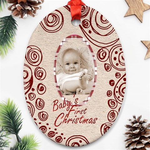 Baby s First Christmas  Oval Ornament By Catvinnat Front