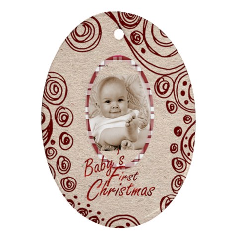 Baby s First Christmas  Oval Ornament By Catvinnat Front