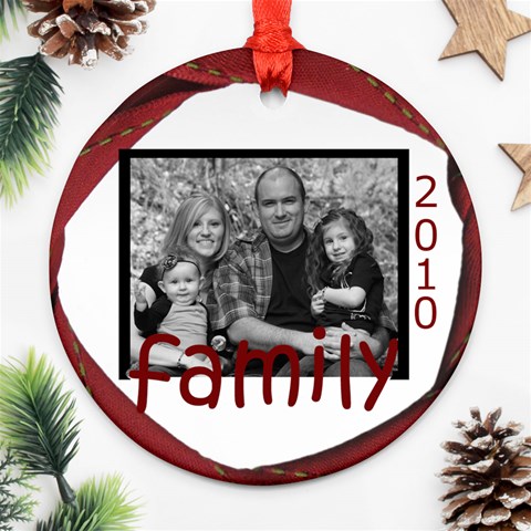 Family Round Ribbon Ornament By Amanda Bunn Front