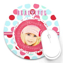 beatiful girl mouse pad - Round Mousepad