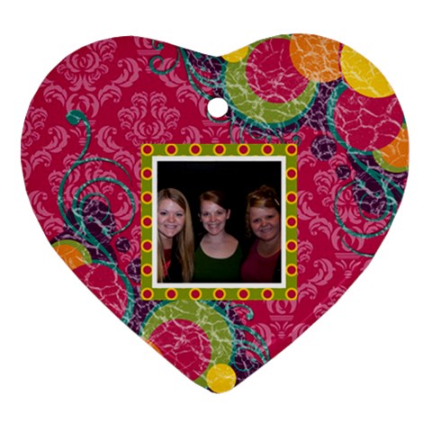 Bright Patterns Heart Ornament By Klh Front
