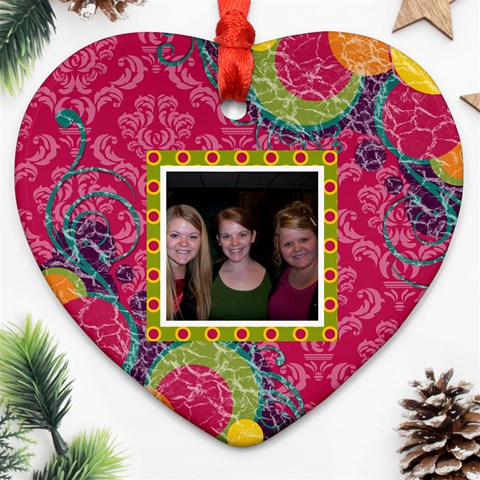 Bright Patterns Heart Ornament By Klh Front