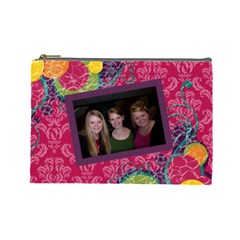 Bright Patterns Pink Large Cosmetic Bag - Cosmetic Bag (Large)