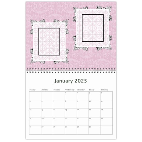 Charming Pink 2025 12 Month Calendar By Klh Jan 2025