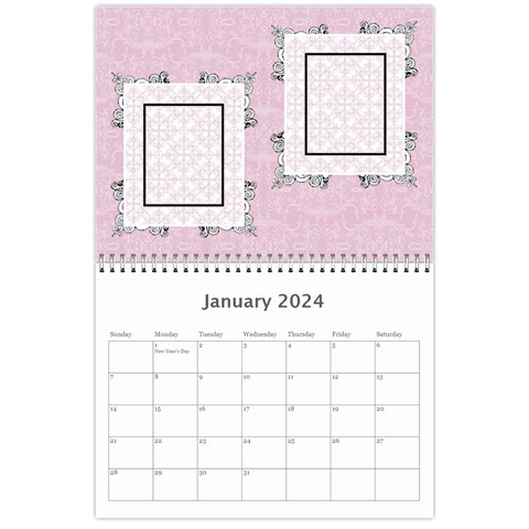 Charming Pink 2024 12 Month Calendar By Klh Jan 2024