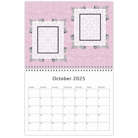 Charming Pink 2025 12 Month Calendar By Klh Oct 2025