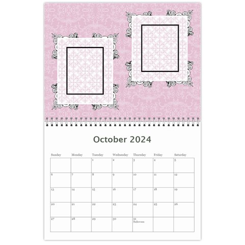 Charming Pink 2024 12 Month Calendar By Klh Oct 2024