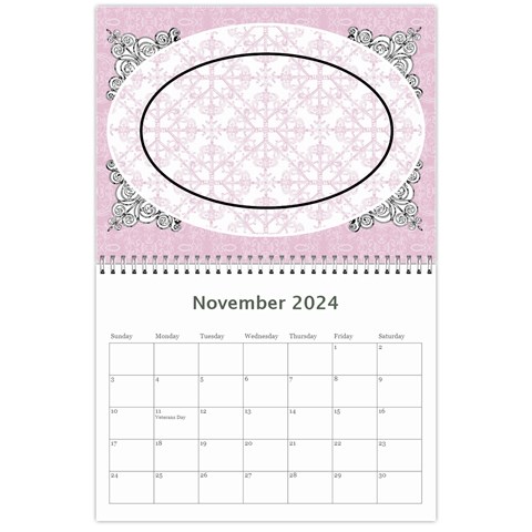 Charming Pink 2024 12 Month Calendar By Klh Nov 2024