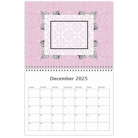 Charming Pink 2025 12 Month Calendar By Klh Dec 2025