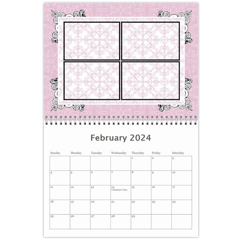Charming Pink 2024 12 Month Calendar By Klh Feb 2024