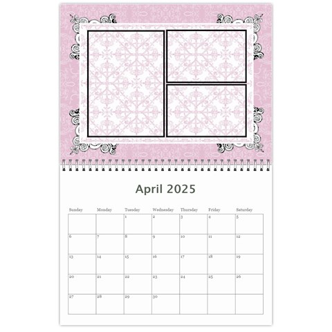 Charming Pink 2025 12 Month Calendar By Klh Apr 2025