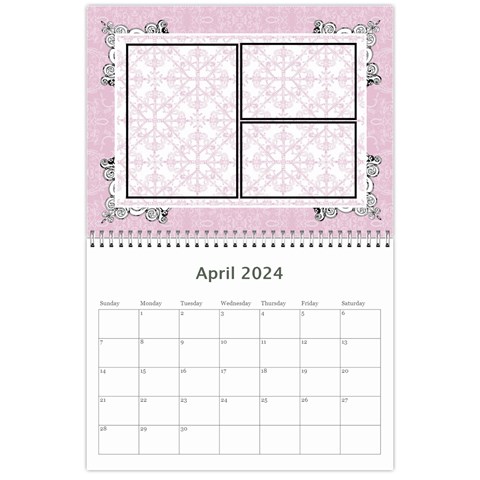 Charming Pink 2024 12 Month Calendar By Klh Apr 2024