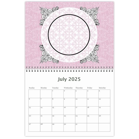 Charming Pink 2025 12 Month Calendar By Klh Jul 2025