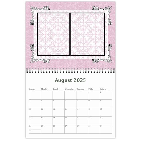 Charming Pink 2025 12 Month Calendar By Klh Aug 2025