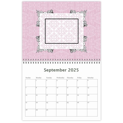 Charming Pink 2025 12 Month Calendar By Klh Sep 2025