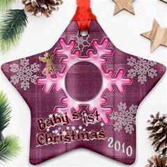 Purple pink Plaid snowflake Baby s 1st Christmas 2010 ornament  130 - Ornament (Star)