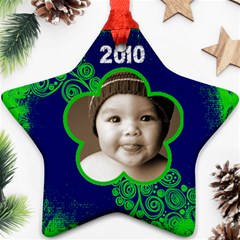 Scroll Upon a Star lime and cobalt 2010 star ornament - Ornament (Star)