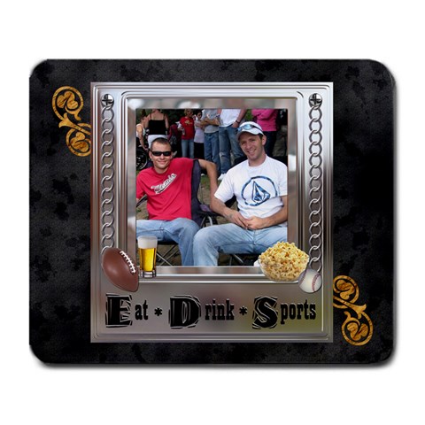 Eat, Drink, Sports Large Mousepad By Lil Front