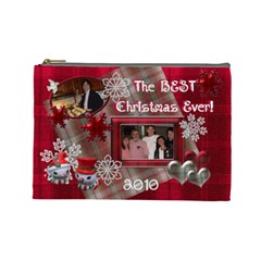 BEST Christmas Ever red plaid snow extra large cosmetic bag - Cosmetic Bag (Large)