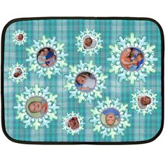 Aqua plaid sonwflake winter blanket - Fleece Blanket (Mini)