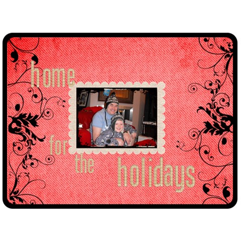 Home For The Holidays Extra Large Christmas Fleece By Catvinnat 80 x60  Blanket Front