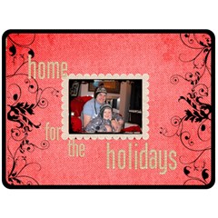 Home for the Holidays extra large Christmas Fleece - One Side Fleece Blanket (Large)
