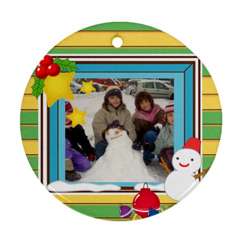 Christmas Snowman Ornament By Katsako Front