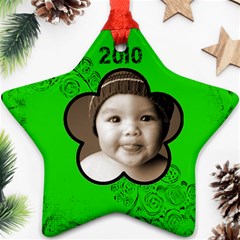 Scroll Upon a Star black & lime 2010 star ornament - Ornament (Star)