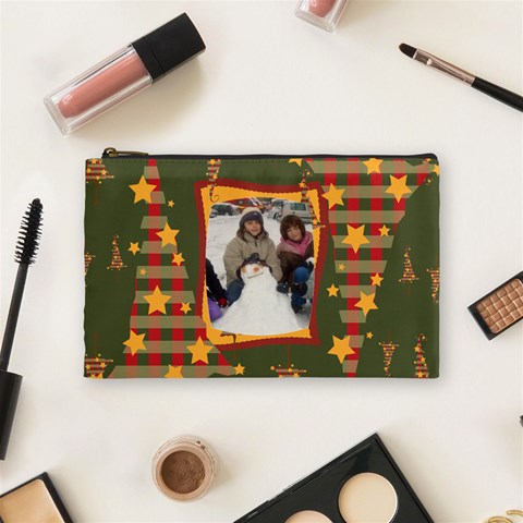 Christmas Stars Cosmetic Bag By Katsako Front