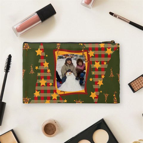 Christmas Stars Cosmetic Bag By Katsako Back