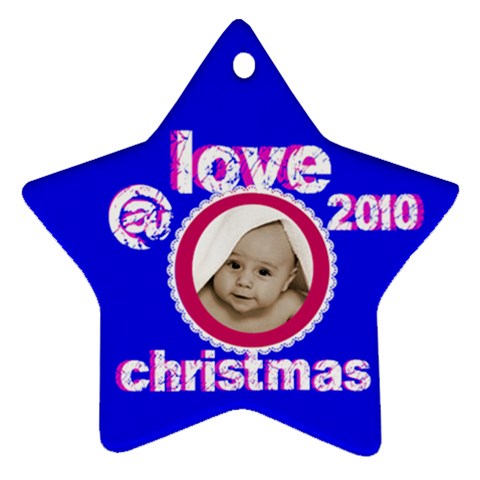 Love   Christmas  2010 Star Ornament By Catvinnat Front