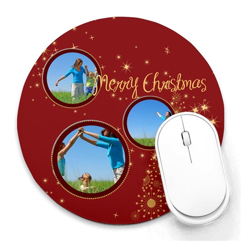 Xmas By Wood Johnson 8 x8  Round Mousepad - 1