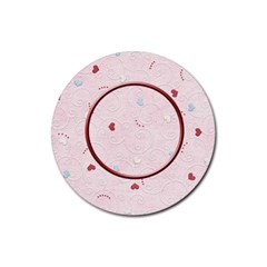 Pink hearts - Rubber Round Coaster (4 pack) Pink hearts - Rubber Round Coaster (4 pack)