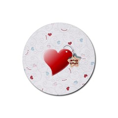 With love heart - Rubber Round Coaster (4 pack)