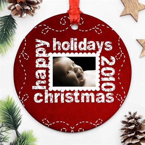Happy Holidays Christmas 2010 Ornament 2 By Catvinnat Front
