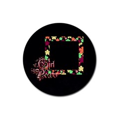 coaster-girl power 1002 - Rubber Round Coaster (4 pack)