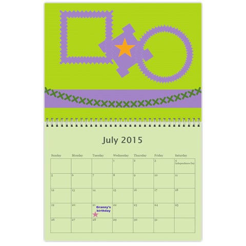 Calendar 12 Months Jul 2015