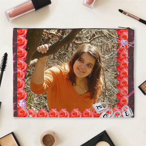 Framed With Flowers Cosmetic Bag Large 1 By Galya Back