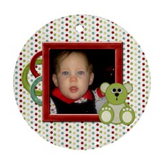 Happy Holidays Baby s First Christmas Ornament 1001 - Round Ornament (Two Sides)