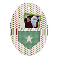 Happy Holidays Ornament-Oval 1001 - Oval Ornament (Two Sides)