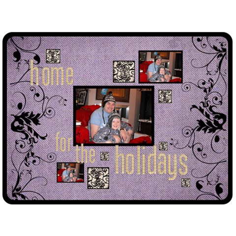Home For The Holidays  X Extra Large Triple Frame Fleece By Catvinnat 80 x60  Blanket Front