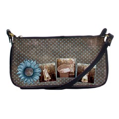 Beautiful blue dotted and flower shoulder clutch - Shoulder Clutch Bag