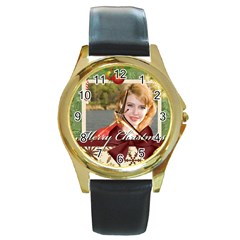 xmas - Round Gold Metal Watch