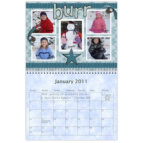 Family Calendar For Grandfather By Angela Jan 2011