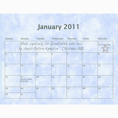Family Calendar For Grandfather By Angela Feb 2011