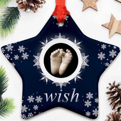 Wish Snowflake Star Ornament By Catvinnat Front