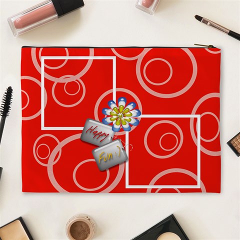 Red Swirls Custom Cosmetic Bag Xl By Happylemon Back