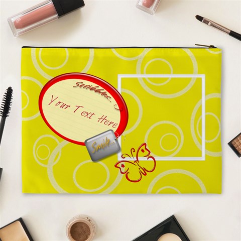 Yellow Swirls Custom Cosmetic Bag Xl By Happylemon Back