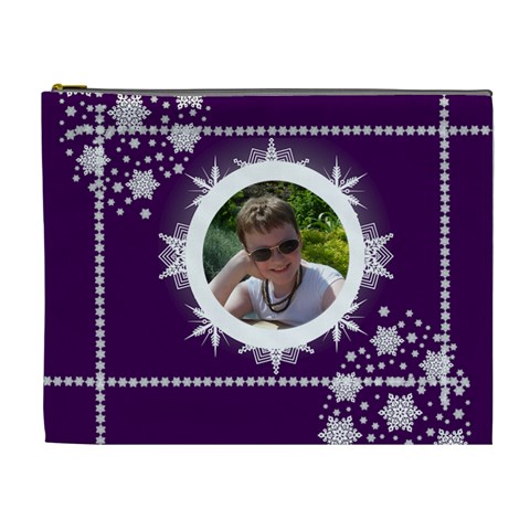 Ice Cool Dude Purple Snowflake Cosmetic Bag By Catvinnat Front
