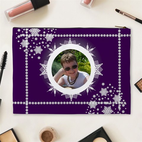 Ice Cool Dude Purple Snowflake Cosmetic Bag By Catvinnat Back